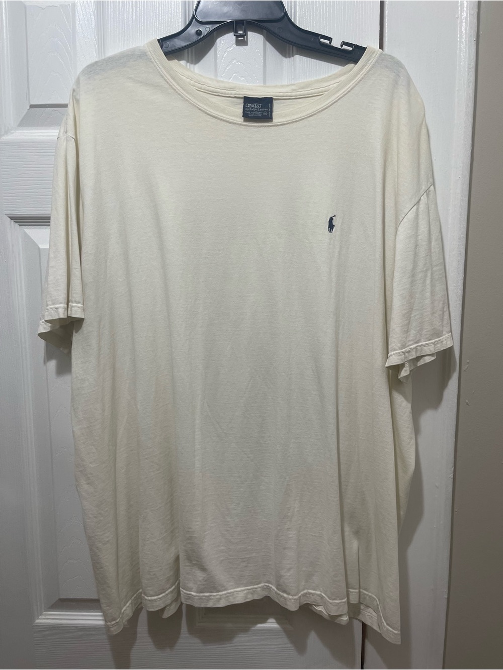 Ralph Lauren Short-Sleeve Crewneck Tee in Cream with Navy Pony
